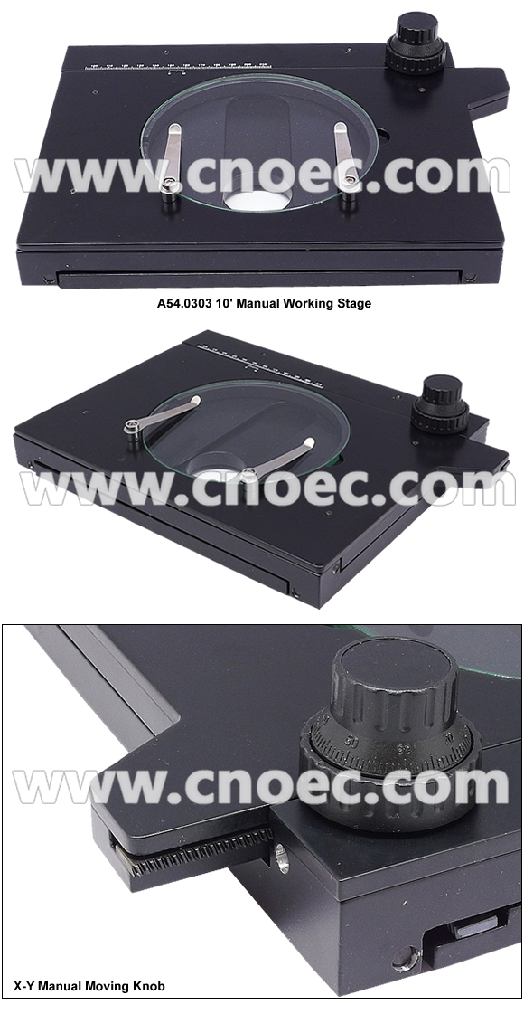 Manual Working Stage 10" Microscope Accessory with Glass Plate A54.0303