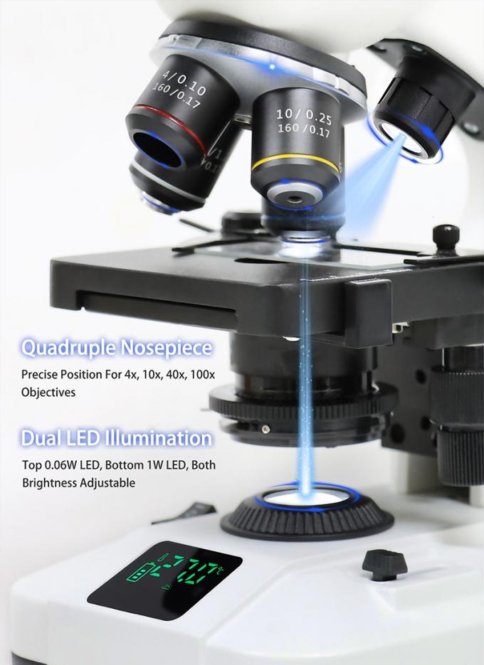 Opto Microscope Student Microscope with Dual LED and Digital Screen