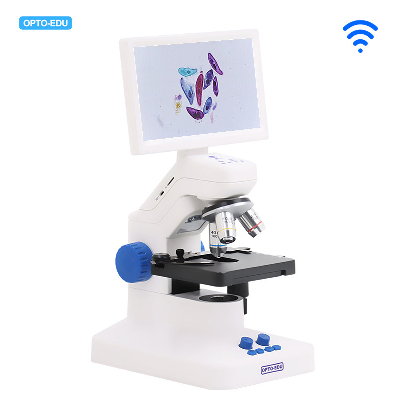 OPTO EDU A33.5130 Rechargeable Microscope With 7'' Display TF Card And Multi-Output Options