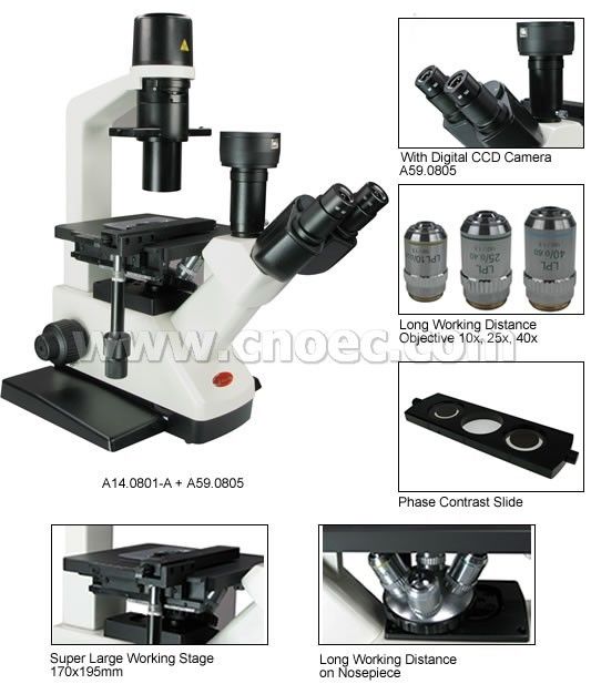 400X Laboratory Inverted Optical Microscope A14.0801 With Trinocular Head