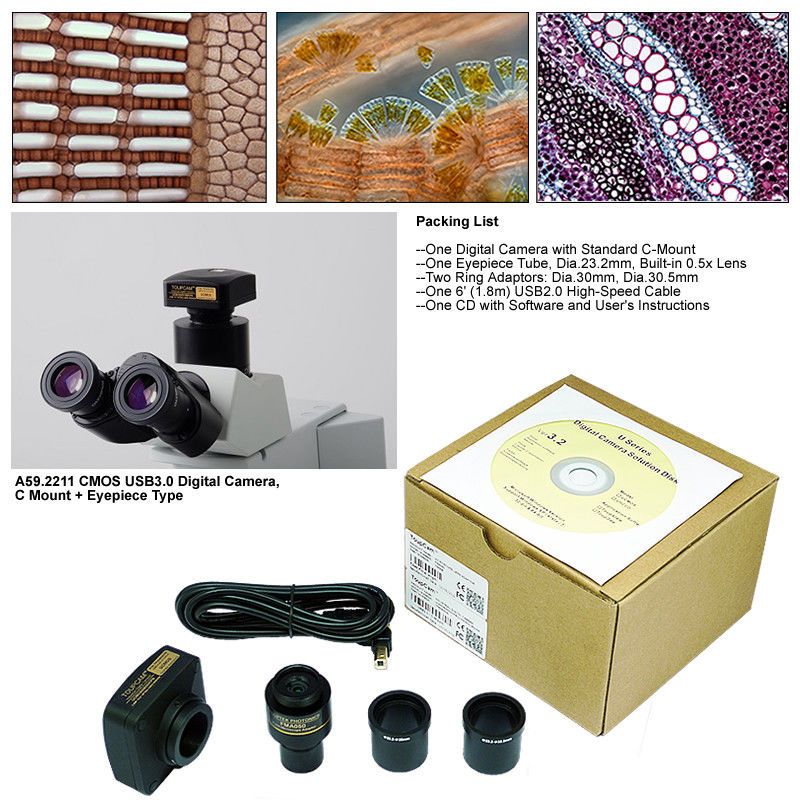 Digital CMOS Microscope Eyepiece Camera A59.2211 C Mount Eyepiece USB3.0