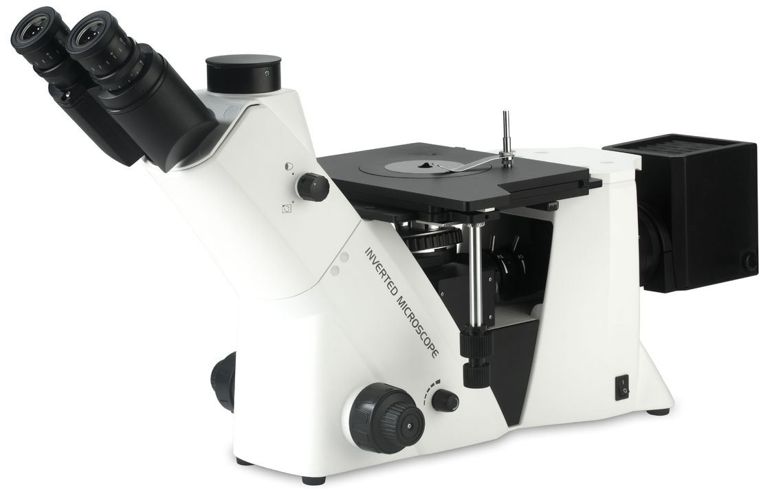 Trinocular Head Metallurgical Optical Microscope 4 Holes Nosepiece Three Layer Mechanical Stage