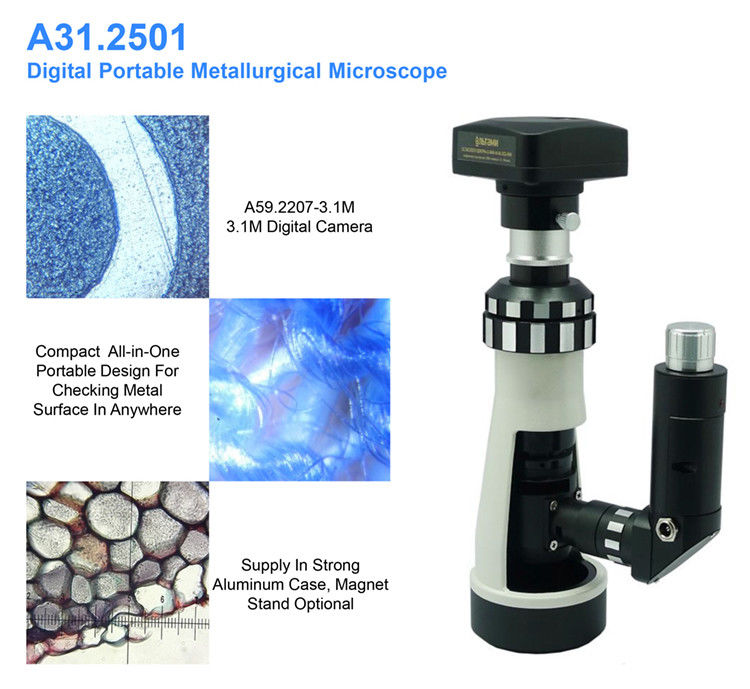 LED Digital Portable Metallurgical Optical Microscope A31.2501 3.1M 100 - 400x