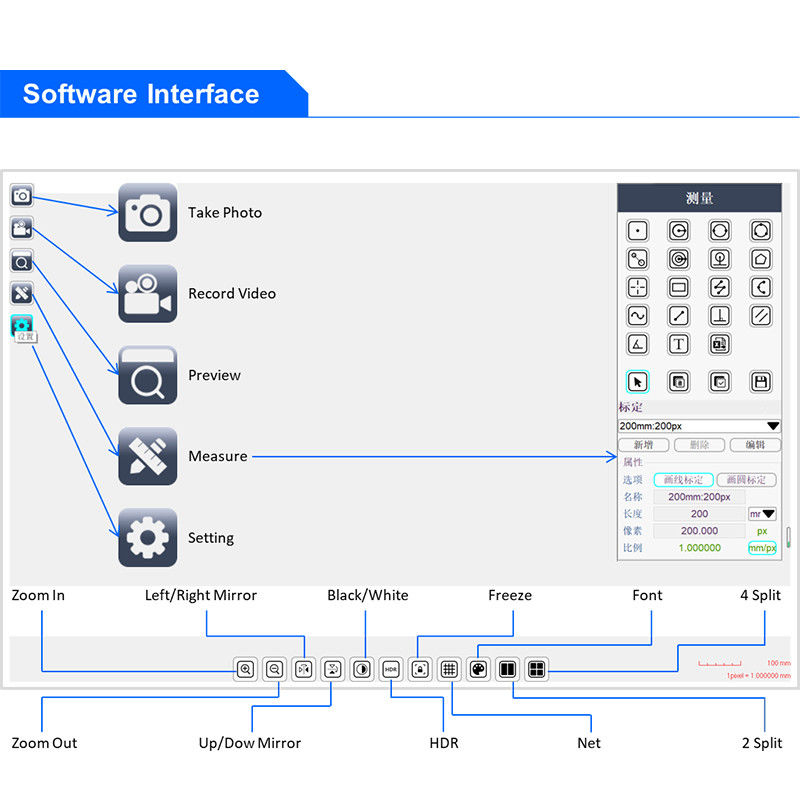 USB2.0 Mouse Measure 5.0M 10x Zoom Digital Microscope Camera
