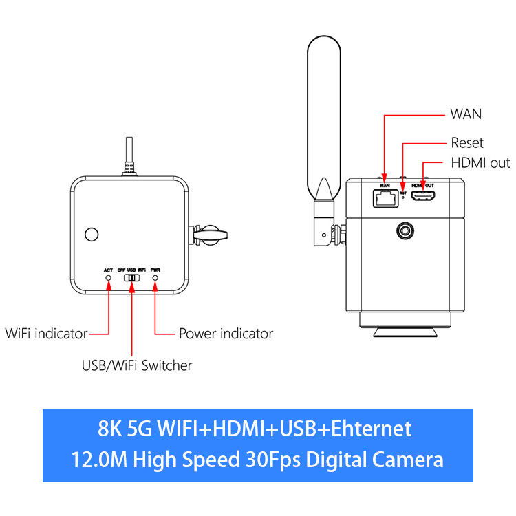 OPTO-EDU A59.4972 12.0M 8K 5G WIFI Camera Microscope Hdmi