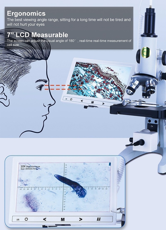 7" Digital Lcd Microscope Biological USB Portable Dual Lens 2.0M A33.5102