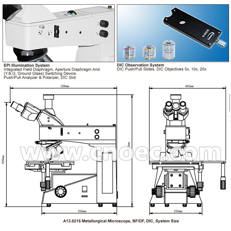 Industrial Metallurgical Optical Microscope UIS BF / DF, DIC With Halogen Lamp A13.0215